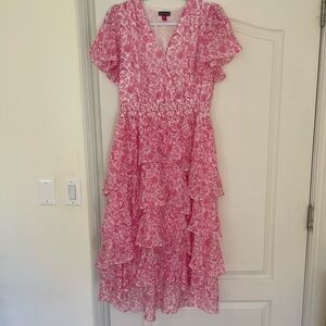 Pink Floral Tiered Dress